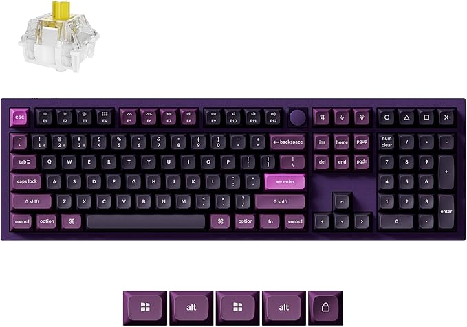 Keychron Q6 Pro Full-Size Wireless Bluetooth Mechanical Keyboard, Full Aluminum, Hot-Swappable Keychron Super Banana Switch, Launcher Programmable, NKRO Knob, KSA PBT Keycaps, Mac/Win/Linux - Purple