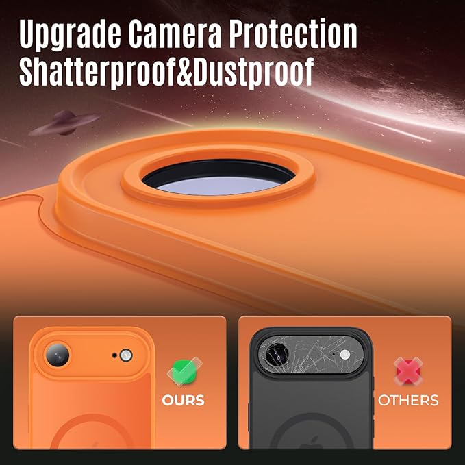 Symcele Designed for iPhone Air Case, Compatible with MagSafe, [Camera Protection] [15FT Military Drop Protection] Shockproof Translucent Matte Anti-Slip Phone Case, 6.5", Cosmic Orange