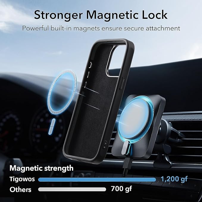 Tigowos Carbon Fiber for iPhone 15 Pro Max Case, Fits magSafe Sturdy Protective Case for iPhone 15 Pro Max Carbon Fiber Aramid Fiber, Supports Wireless Charging, Carbon Fiber Black