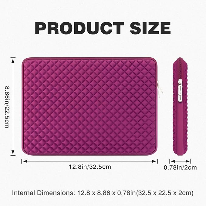 RAINYEAR 11 Inch Laptop Sleeve Diamond Foam Shock Resistant Neoprene Case Fluffy Lining Carrying Bag Compatible with 11.6'' MacBook Air Surface MacBook Neo A18 for 11" Computer Notebook (Rose Red)