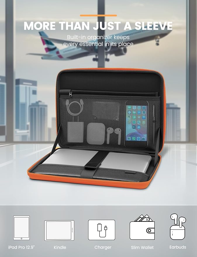 DOMISO 15.6 inch Laptop Sleeve with Handle Shockproof Waterproof EVA Protective Case for 15.6" Yoga 720 IdeaPad 310 320 ThinkPad T570/Legion 5 Gen 6/HP Envy 15/15.6" Notebooks, Orange