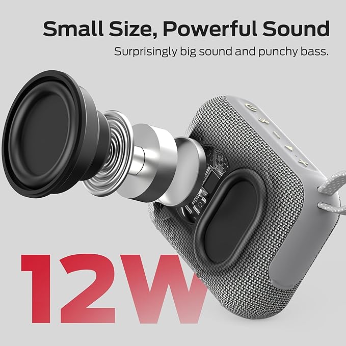 Monster Cube 1 Portable Bluetooth Speaker, IP68 Waterproof, Bluetooth 6.0, 20H Playtime, Powerful Stereo Sound, Speaker for Home, Outdoors and Travel, Grey