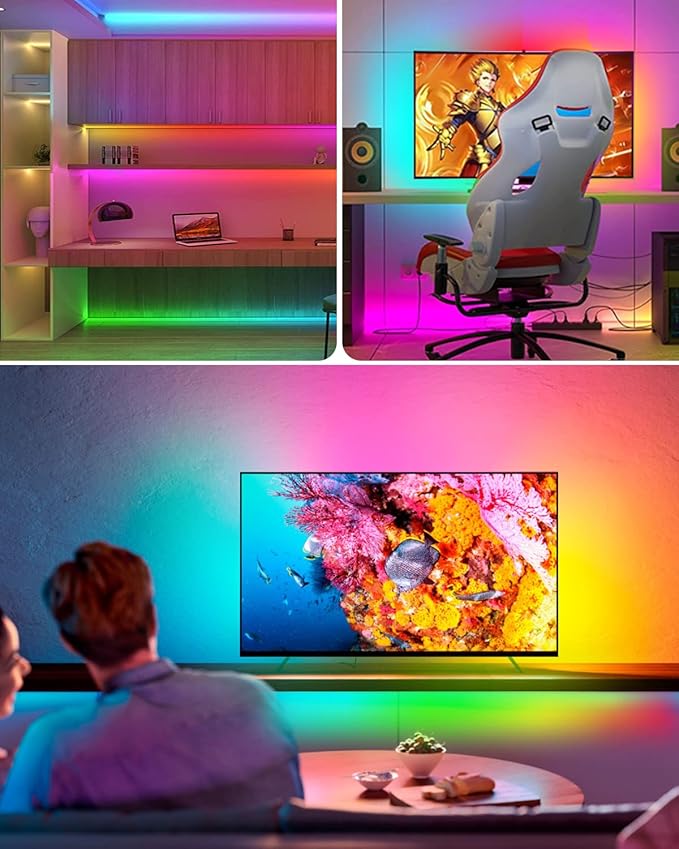 Daymeet TV Led Backlight, 9.8 FT LED Lights for TV 32-60 inch, ICRGB 5050 Rainbow Color TV Led Strip Lights USB Music Sync Bluetooth APP Control with Remote for Room Bedroom Christmas Decor