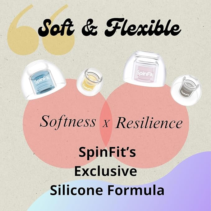 SpinFit Omni for True Wireless Earbuds & IEMs - MS - Patented Silicone Eartips for Replacement (1 Pair) (3.7 mm Nozzle Dia.)