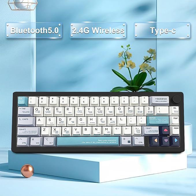 BOYI GMK67 Barebones Keyboard Kit,65% RGB Hot-Swap Gasket Mounted Tri-Mode BT/2.4GHz/USB-C 4000mAh Wireless Custom Programmable Mechanical Gaming Keyboard DIY Kit with Knob(Black)