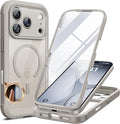 Miracase Magnetic for iPhone 17 Pro Case 6.3" [Compatible with MagSafe] Full-Body Phone Case with Built-in Glass Screen Protector & Camera Control,Drop Proof iPhone 17 Pro Cover, Grey Titanium