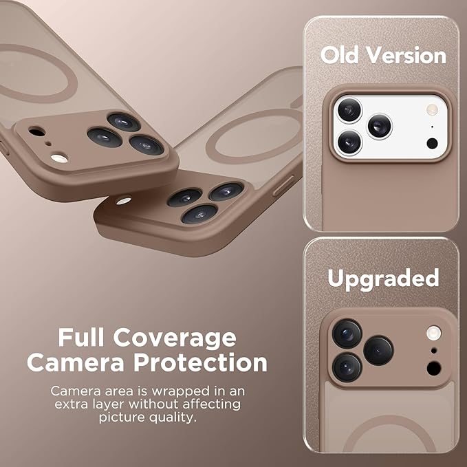 CAPRARO Magnetic for iPhone 17 Pro Max Case, Upgraded [Full Camera Protection] [Compatible with MagSafe] Protective Translucent Matte Women Girl Phone Case Cover, Withered Brown
