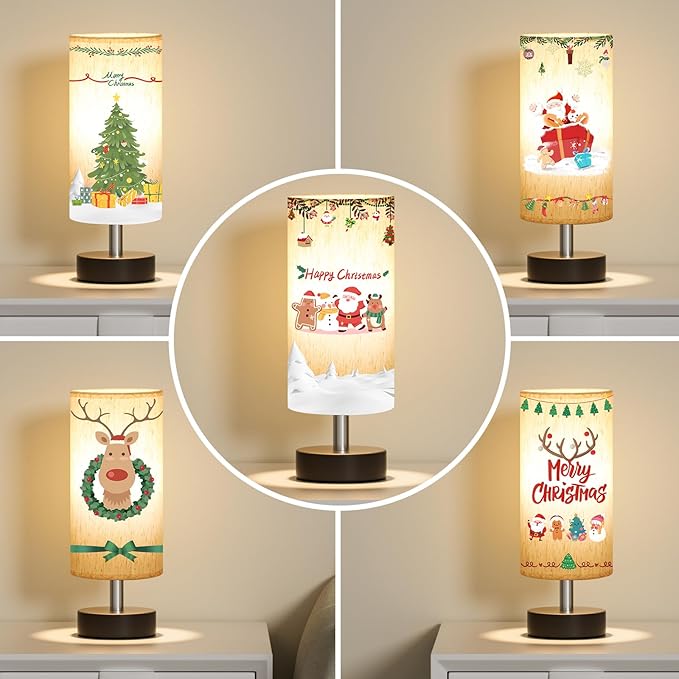 PartageiZ Small Table Lamp with LED Bulb - 3 Color Temperatures for Bedroom, Nightstand, Minimalist Night Stands, Desk, Kids, Living Room, Office, Dorm