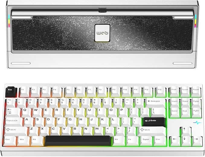 KEEBMONKEY WOBKEY Crush 80 Reboot CNC Aluminum 5-Second Quick-Release Triple-Mode Connectivity Mechanical Keyboard with Superior Acoustics (Pro Silver)