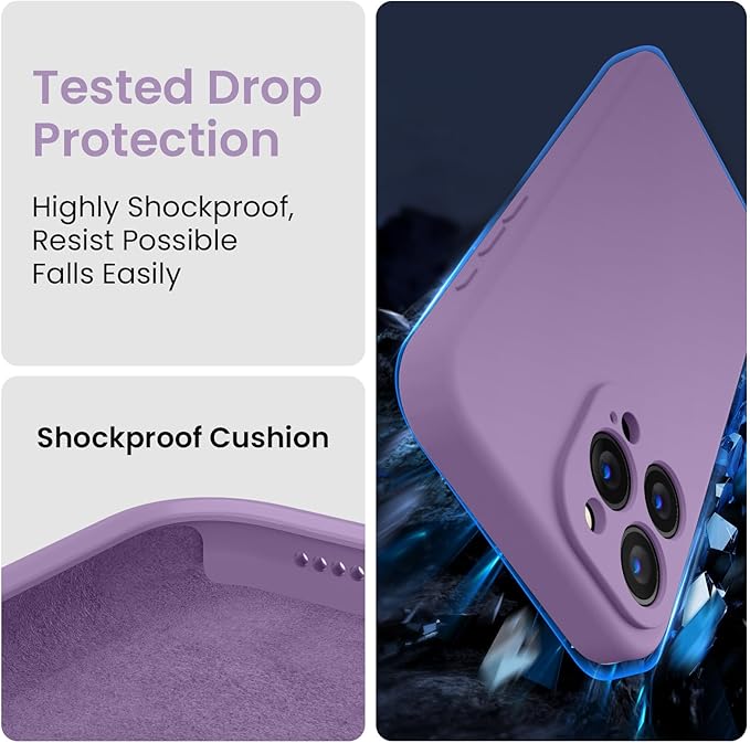 FireNova Designed for iPhone 16 Pro Max Case, Silicone Upgraded [Camera Protection] Phone Case, Soft Anti-Scratch Microfiber Lining Inside, 2024, Light Purple