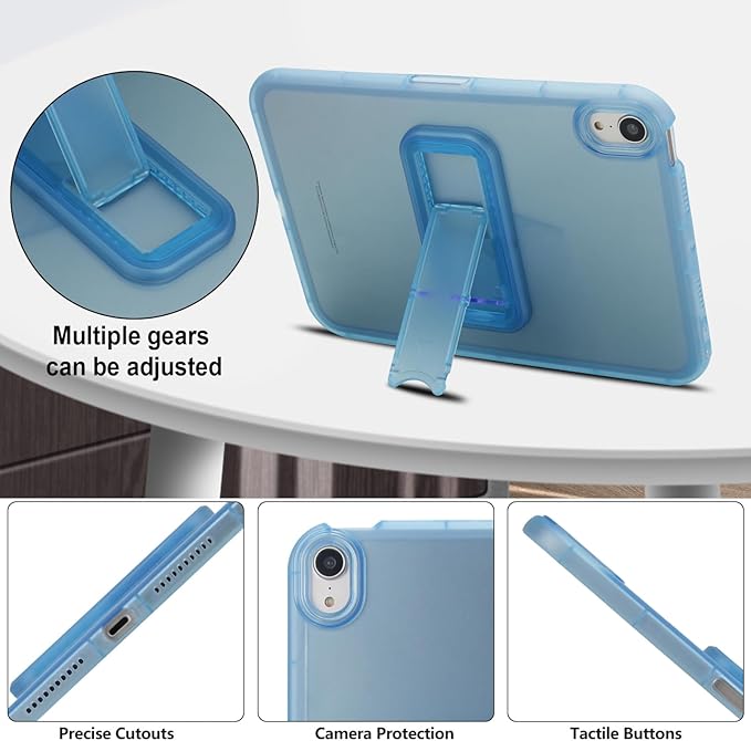 Slim Case for iPad mini 7 (A17 Pro) 2024/ Mini 6 8.3'', Built-in Kickstand Non-Slip Military Grade Drop Protection Rugged for iPad mini 7th 6th Generation,Blue