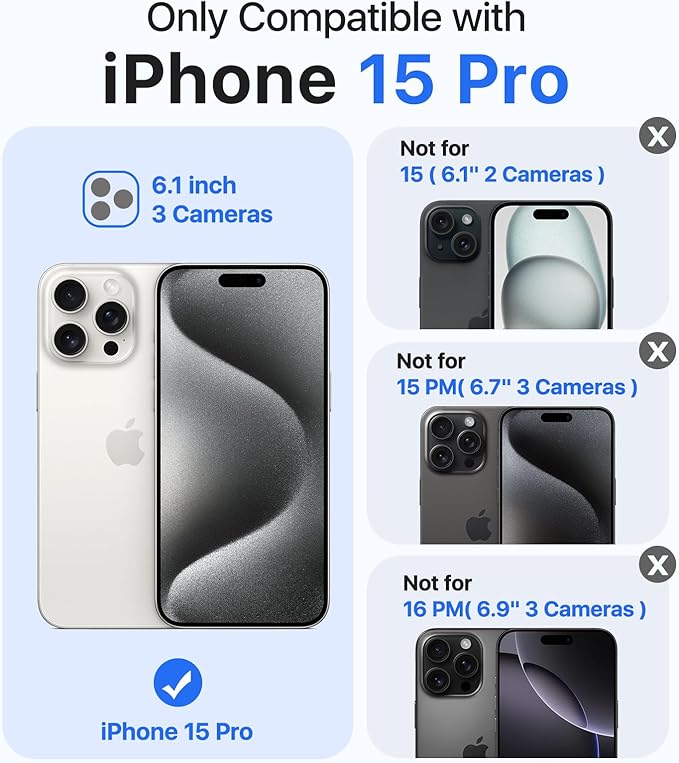 Magnetic for iPhone 15 Pro Case,[Compatible with MagSafe][Military-Grade Drop Protection][Anti-Yellowing] Shockproof Protective Translucent Matte Cover for iPhone 15 Pro Phone Case,Hot Pink