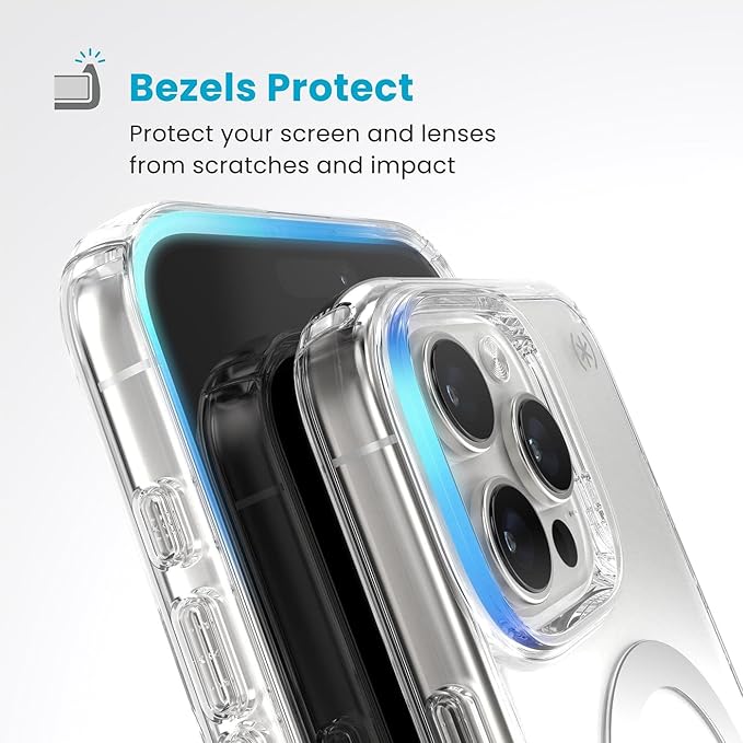 Speck Clear iPhone 16 Pro Max Case MagSafe + ClickLock - Slim Phone Case iPhone 16 Pro Max - iPhone 16 Pro Max Phone Case - Presidio - Clear/Chrome