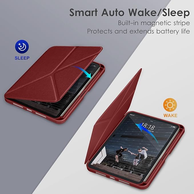 DTTO Case for iPad mini 7 (A17 Pro) 2024 / iPad mini 6 2021 8.3 inch with Pencil Holder, Multi-Angle Magnetic Standing Cover for iPad mini 7th/6th Generation [Auto Wake/Sleep], Burgundy Red