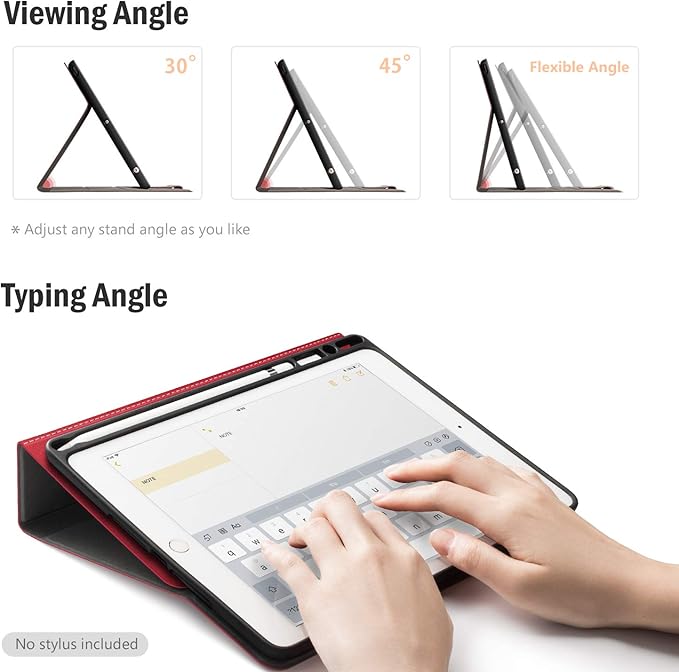 Antbox Case for iPad Air 2/iPad 6th/5th Generation(9.7'')/Pro 9.7''/Air 1 Vegan Leather Case with Pencil Holder Auto Sleep/Wake Function Smart Cover for iPad 9.7'' (Red)