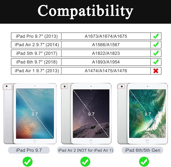 Soke Case for iPad 6th/5th Generation 9.7 Inch 2018/2017,with Built-in Screen Protector and Kickstand, Rugged Full-Body Heavy Duty Protective Cover for Apple iPad Air 2 /Pro 9.7 - Midnight Green