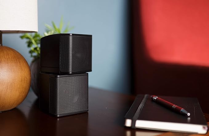 Pure Resonance Audio MC2.5B Dual 2.5” Swiveling Surround Sound Mini Cube Speaker (Pair, Black) (with Brackets)