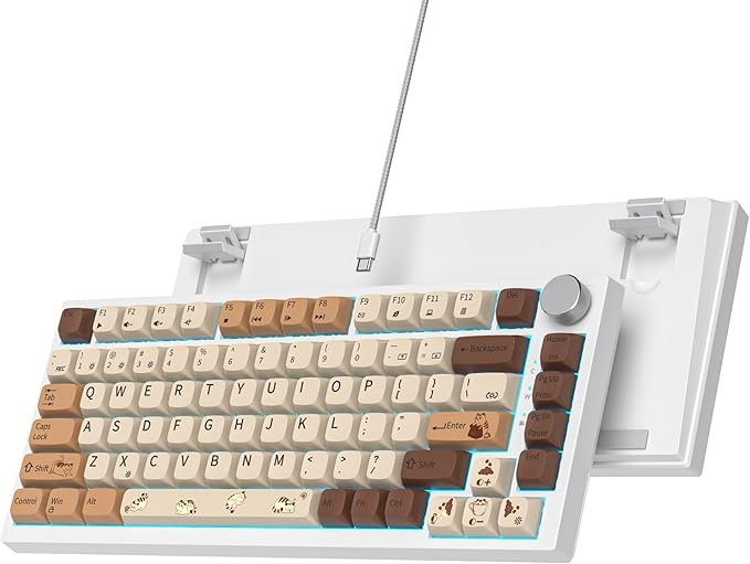 75% Mechanical Gasket Mount TKL Custom Keyboard - Wired, Hot Swappable, RGB Backlit for PC Laptop Windows Gamers (Coffee Cat)