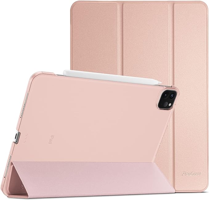 ProCase for iPad Pro 11 Inch Case 2022/2021/2020/2018(4th/3rd/2nd/1st Generation), iPad Pro 11" Slim Stand Hard Back Cover Shell Smart Folio Compatible with Pencil/Support Auto Wake/Sleep -Rosegold
