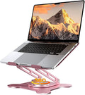 JCZT Adjustable Laptop Stand, 360° Rotating Base Ergonomic Computer Stand, Foldable Laptop Stand for Desk for Office Home Fits Compatible with MacBook Pro Air (10-16") - Pink