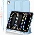 iMieet Case for iPad Pro 11 Inch (M5) 2025 /(M4) 2024 5th Gen, Trifold Stand Smart Cover with Pencil Holder and Soft TPU Back, Auto Wake/Sleep (Sky Blue)