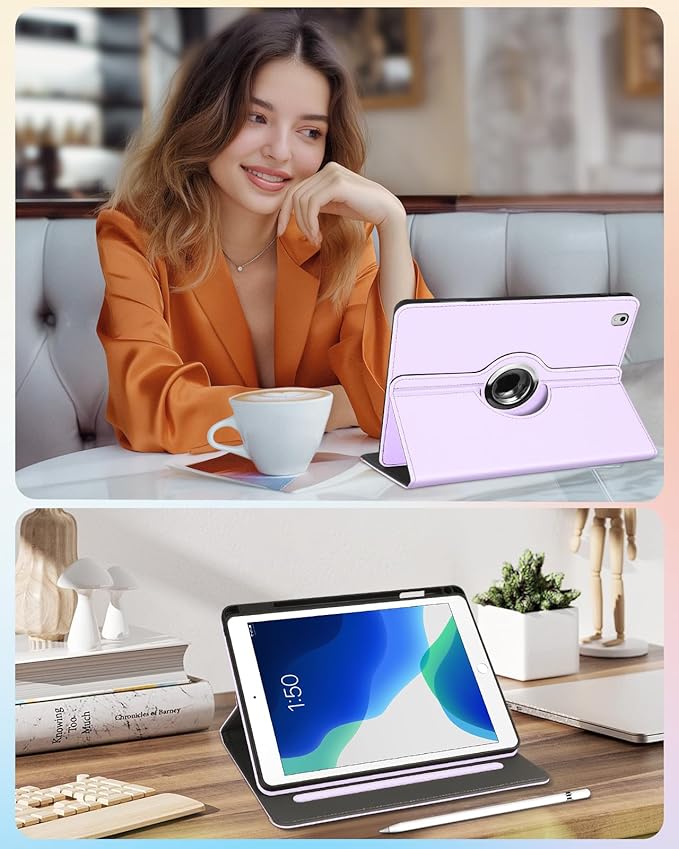 Kidcube for iPad Air 3rd Generation Case/Pro 10.5 Inch Case - Women Girls Kid Cute Rotating Stand Folio Cover with Pencil Holder & Card Slot Girly Kawaii Cat Design Cover for iPad Pro 10.5''/Air 3rd