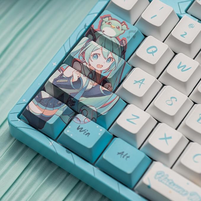 Akko Wireless Gaming Keyboard 5108B Plus Full Size Keyboard Hatsune Miku Hot-Swappable Tri-Mode Mechanical Keyboard RGB Backlight, Piano Pre Lubed Switch