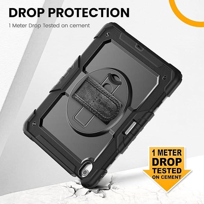 timecity for iPad Air 13 Inch Case M4 2026/ M3 2025/ M2 2024, 360° Rotating Stand, Pencil Holder & Wireless Charging, Shockproof with Screen Protector & Shoulder Strap - for Designers, Black