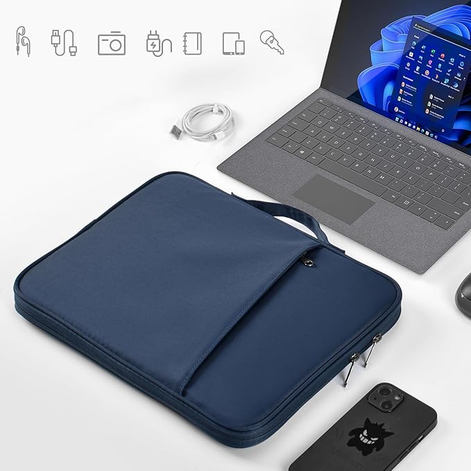 13 inch Laptop Case Sleeve for 2025 2024 Microsoft Surface Laptop 7(Copilot+ PC) 13.8" & 13.5" Surface Laptop6/5/4, Water-Resistant Shockproof Carrying Bag with Accessory Pocket -Navy Blue