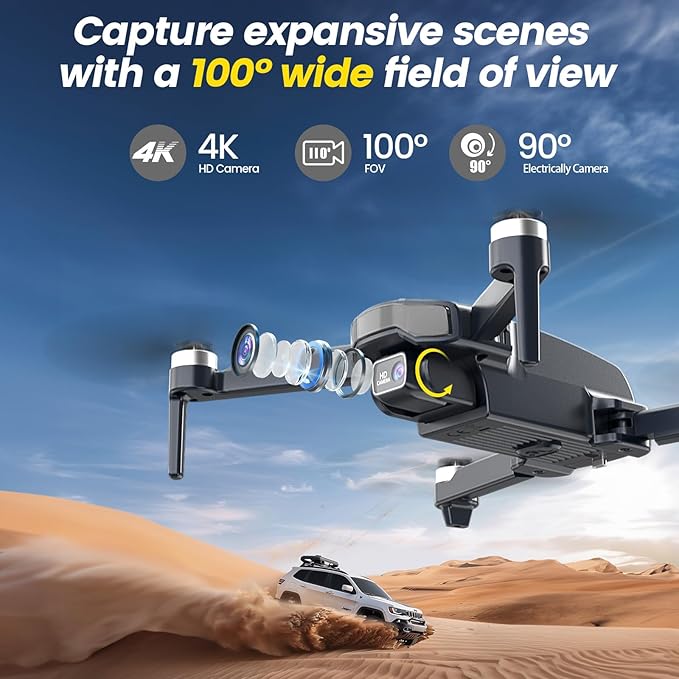 WeFone Drones with Camera for Adults 4k, WF31 GPS RC Drone FPV Foldable Quadcopter for Beginner with Brushless Motor, 5G Wi-Fi Transmission, Auto Return, Follow Me, Waypoints, 50 Min Flight Time
