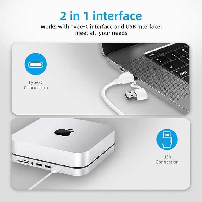 POWZAN Wired Backlit Keyboard for Windows/Mac,Aluminum Slim & Quiet Full Size Keyboards Light Up with USB A/USB C Dual Interface,Compatible with iMac,MacBook,iPad,Laptop,PC-Gray Black (Sliver White)