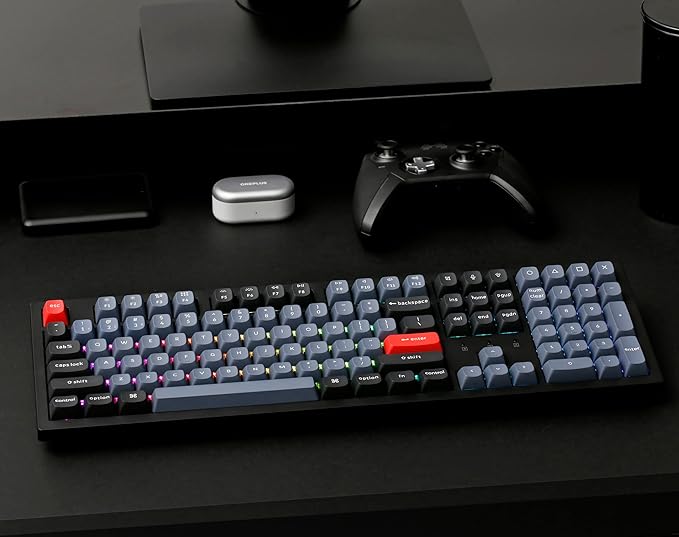 Keychron K10 Pro QMK/VIA Custom Wireless Mechanical Keyboard, Hot-Swappable Full Size 108 Keys Programmable RGB LED Backlit Brown Switch, Bluetooth/USB-C Wired Gaming Keyboard for Mac Windows Linux