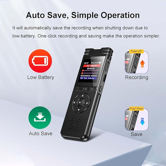 128GB Digital Voice Recorder with Playback Upgraded Voice Activated Recording with Premium Noise Reduction Dictaphone Device Perfect for Lectures Meetings Interviews