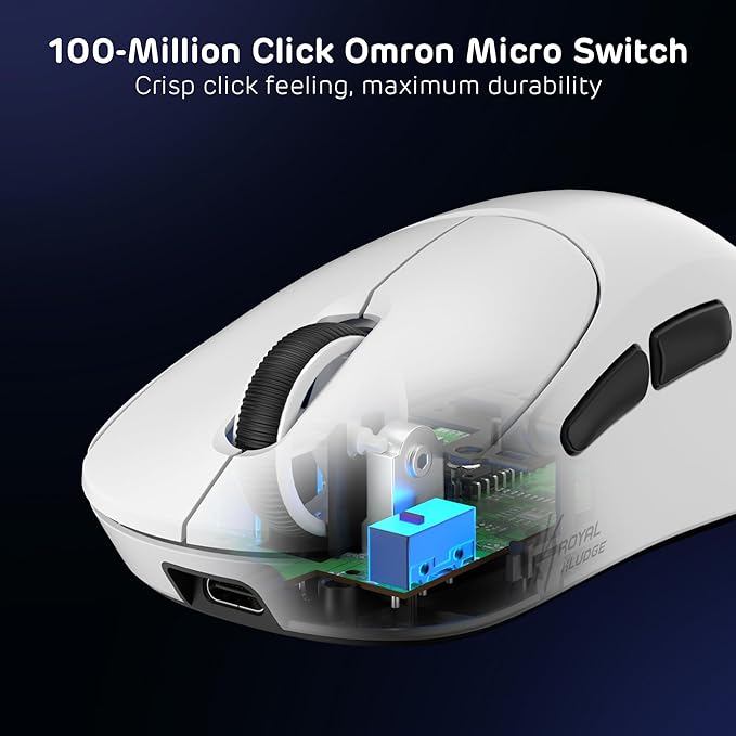 RK ROYAL KLUDGE MG5 8K Wireless Gaming Mouse, 42K DPI PAW3950 Sensor, 56g Lightweight Ergonomic Mouse, Dual 8000Hz Polling Rate, Tri-Mode 2.4G/BT/USB-C, Programmable Web Drive for PC Win/Mac