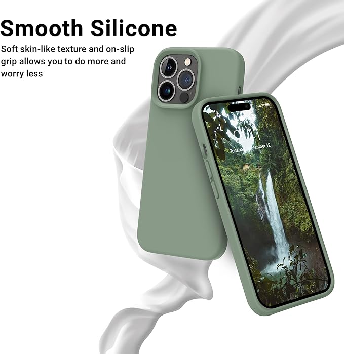 OTOFLY Designed for iPhone 14 Pro Case, Silicone Shockproof Slim Thin Phone Case for iPhone 14 Pro 6.1 inch (Calke Green)