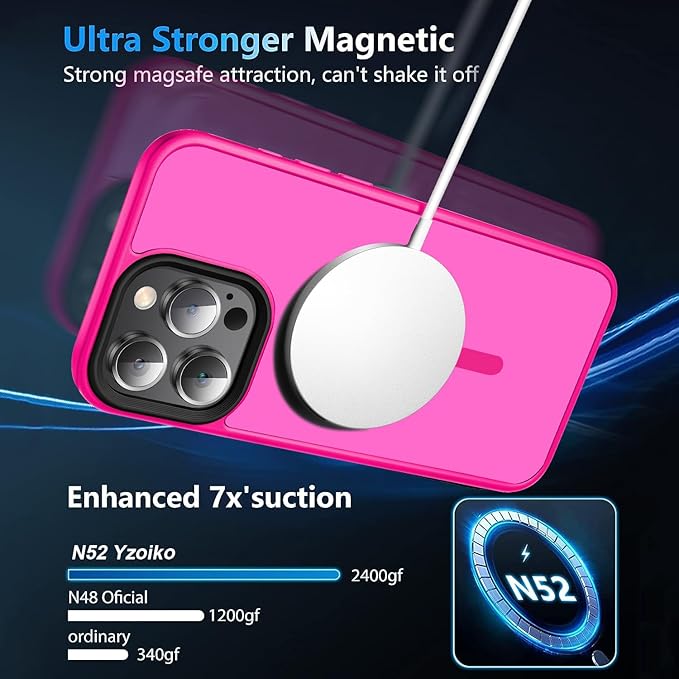 Strong Magnetic for iPhone 16 Pro Max case [10Ft Military-Grade Protection] Compatible with fit MagSafe Shockproof Slim Thin Cover case for iPhone 16 Pro Max 6.9 inch, Pink