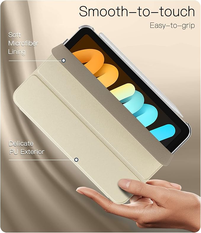 TiMOVO Case for iPad mini 7 A17 Pro 8.3-inch 2024, iPad mini 6th Generation Case, Slim Translucent Hard Back Folio Cover Support Touch ID & Apple Pencil Charging, Auto Wake/Sleep, Starlight