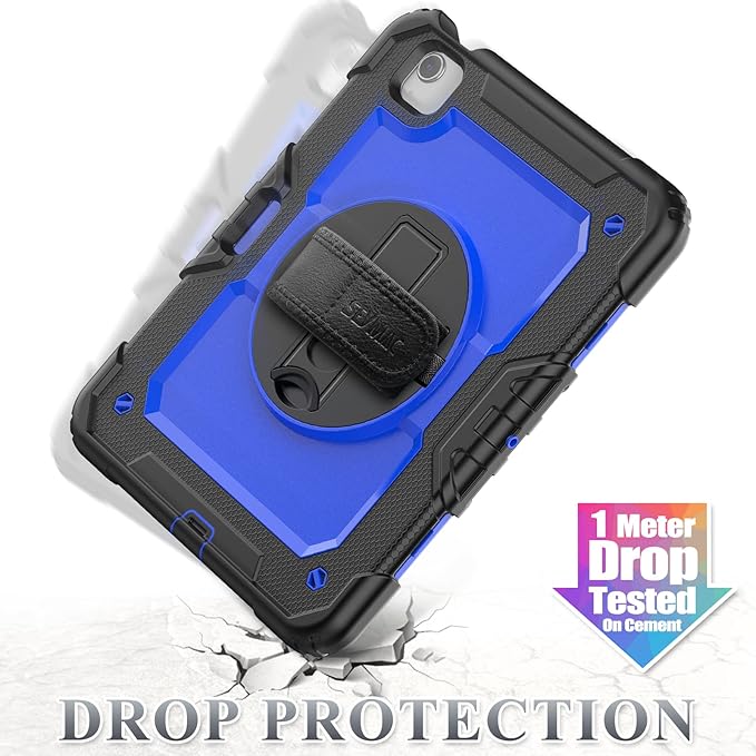 SEYMAC stock Case for iPad Air 5th/4th Generation/Pro 11 (4th/3rd/2nd) with Screen Protector Pen Holder, 360° Rotate Hand Strap/Stand Case for iPad Air 5th/4th Gen 10.9''/ Pro 11'' (Blue+Black)