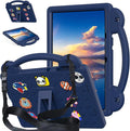 AKABEILA Compatible with Honor Pad 10 2025 12.1 inch Tablet Case, Kids Friendly Universal Lightweight Shockproof Protective Case with Shoulder Strap & Stand Handle Navy Blue