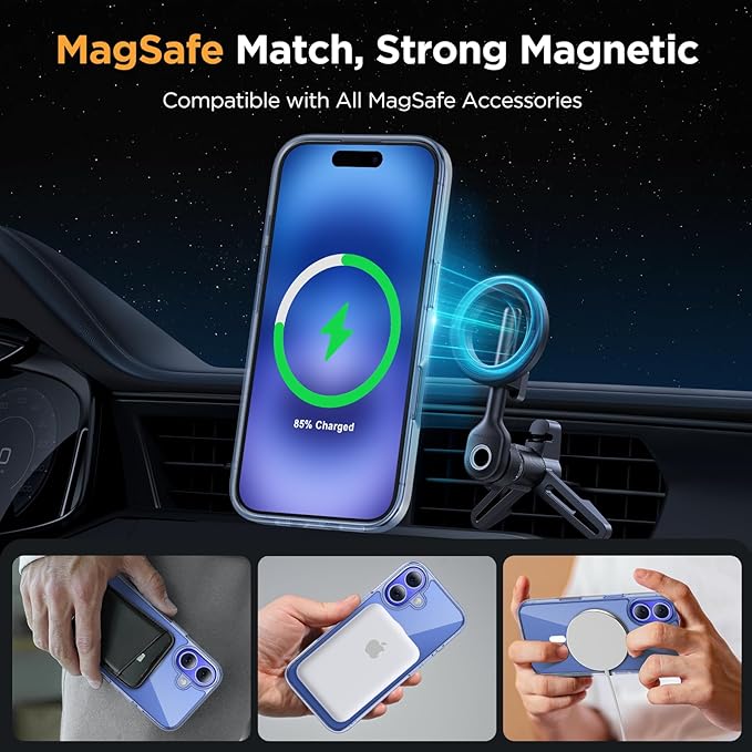 Miracase Magnetic Clear for iPhone 16 Plus Case [Compatible with MagSafe] [with 2X Screen Protectors] Military-Grade Protection, Anti-Fingerprint, Slim Phone Case for 16 Plus 6.7 inch - Crystal Clear