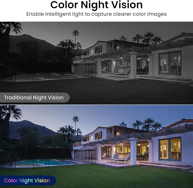 AOQEE 2K Cameras for Home Security-Outdoor/Indoor Camera for Dog/Cat/Pet/Nanny/Baby/Elderly, Color Night Vision, White Light, Siren, 24/7 SD Recordings, Works with Alexa, Plug in (C1-White-3pack-2.4G)