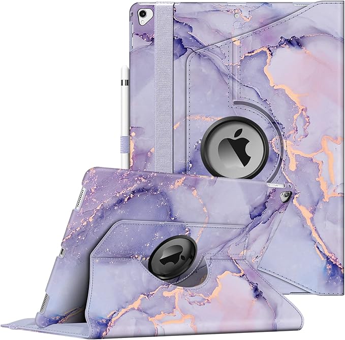 Fintie Rotating Case - 2017/2015 iPad Pro 12.9 inch (Old Model) 1st & 2nd Gen Case, 360 Degree Swiveling Stand Protective Back Cover, Supports Auto Wake/Sleep, Lilac Marble