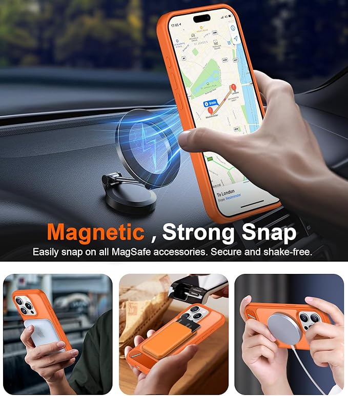 Magnetic Compatible with iPhone 15 Pro Case, [Built-in Invisible Kickstand][Compatible with MagSafe][Military Grade Shockproof] Slim Translucent Matte Phone Case for iPhone 15 Pro 6.1"