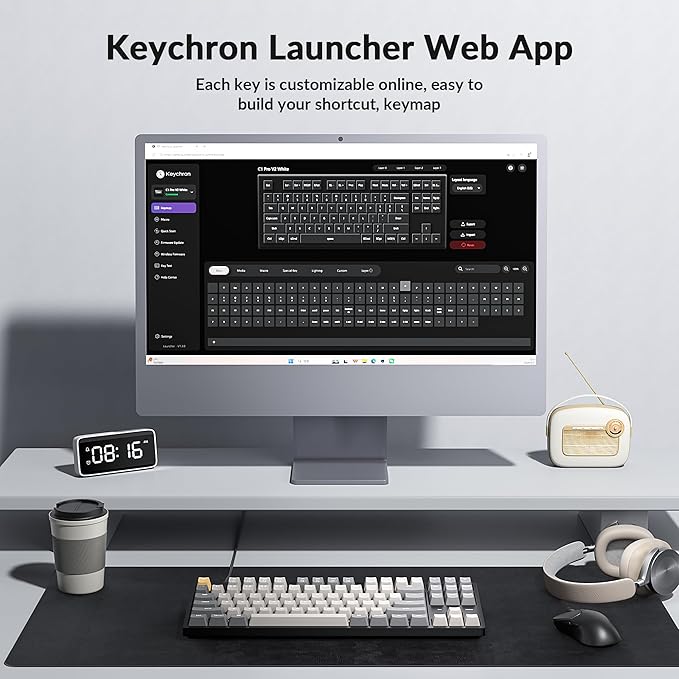 Keychron C1 Pro Wired Custom Mechanical Keyboard, TKL Layout QMK/VIA Programmable OEM Profile Double-Shot PBT Keycaps White LED Backlight with K Pro Brown Switch for Mac Windows Linux