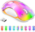 memzuoix 2.4G Wireless Mouse with Customizable Cover & 9-Color LED - Rechargeable Ergonomic, 1400 DPI, 5 Buttons, USB Receiver for PC/Mac - Purple