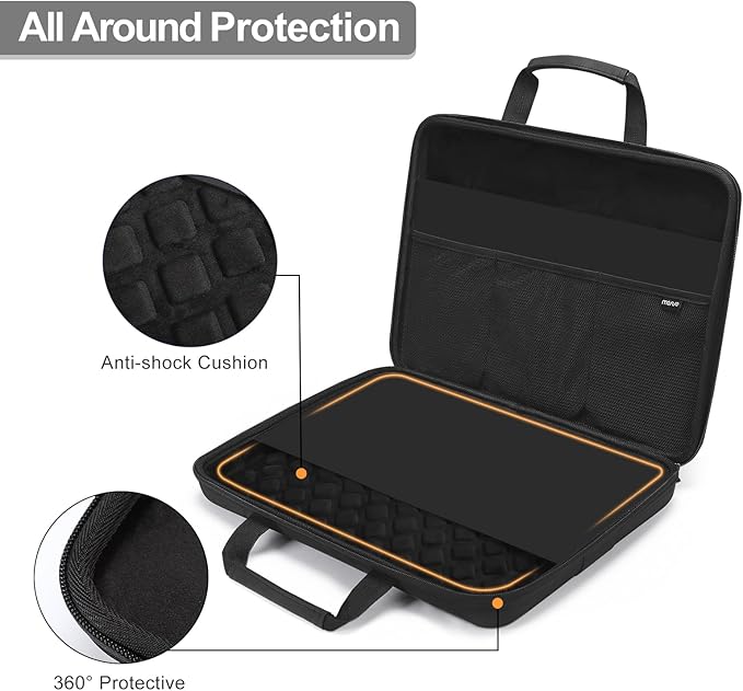 MOSISO 15.6 inch Laptop Hard Case, 15-16 inch Waterproof Shockproof Computer Bag Compatible with MacBook HP Dell Lenovo Asus, Geometric Splicing Carrying Sleeve Bag with Handle&Raised Pocket, Black