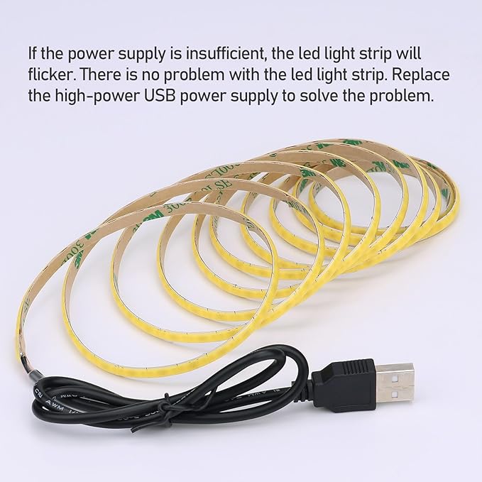 GOMING 5V COB USB LED Strip Light Warm White 3000K 5mm Width USB Powered 13.12ft/4M 400LEDs/M Flexible High Brightness IP20 Not Waterproof LED Tape Lights for DIY Decoration Lighting(2pcs x 6.6ft)