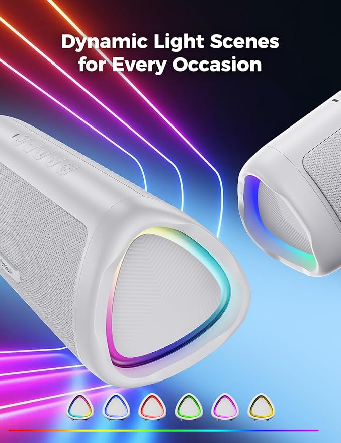 BolaButty Bluetooth Speaker Portable Wireless, IPX5 Waterproof, Up to 20H Playtime, TWS Pairing, BT5.3, for Home/Party/Outdoor/Camping/Beach Essentials, Birthday Gift (White)