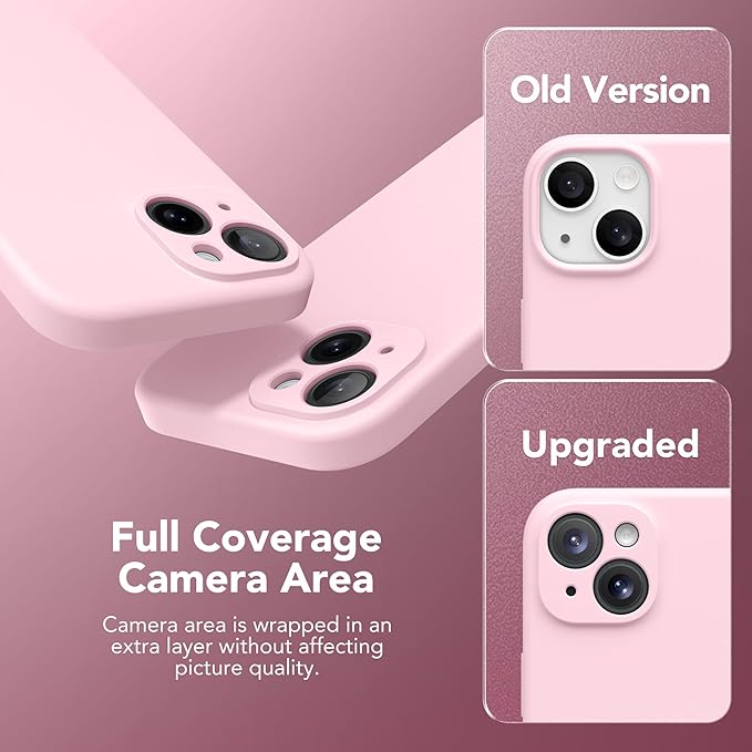 Magnetic for iPhone 14 Case, Compatible with MagSafe, [Full Camera Protection][Screen Protector] Silicone Shockproof Protective Phone Case for iPhone 14 6.1 inch, Chalk Pink