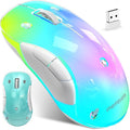 memzuoix 2.4G LED Wireless Mouse, Rechargeable Ergonomic Mouse with Detachable Cover, 1400 DPI Portable Optical Computer Mouse with USB Receiver for Laptop, PC, Desktop and MacBook, 5 Buttons-Blue